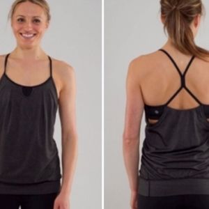 Lululemon Let it Loose 2 in 1 tank top 6 charcoal